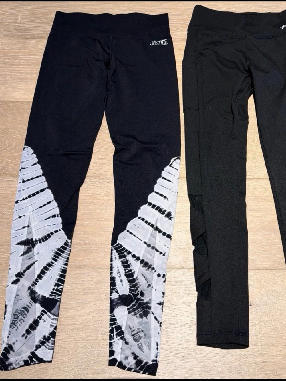 Bundle girls justice leggings black size 12 and 2 justice t shirts size 10